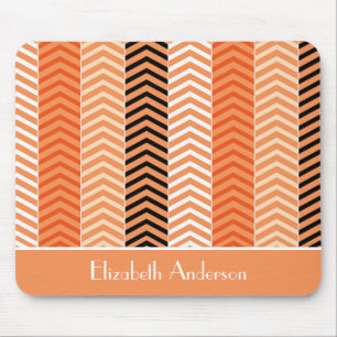 Stilvolle, moderne, orange Zickzack Streifen und N Mousepad