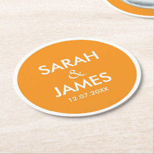 STILVOLLE MODERNE PERSONALISIERTE NAME ORANGE HOCH RUNDER PAPPUNTERSETZER