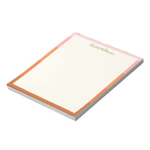 Stilvolle moderne pink-orange Umrandung personalis Notizblock