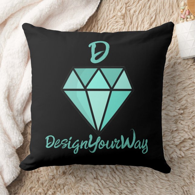 stilvolle moderne Retro-Diamant-Schwarztopografie Kissen (Decke)