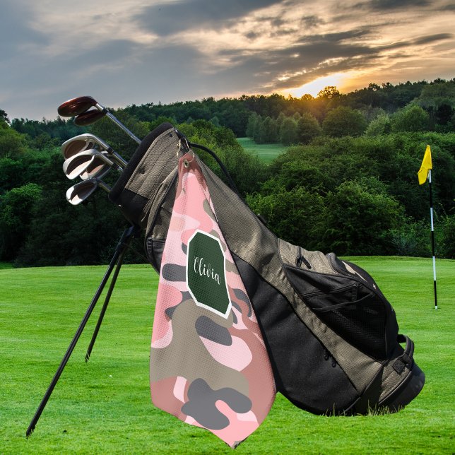 Stilvolle, moderne Rosa & Grüne Camouflage, person Golfhandtuch (Von Creator hochgeladen)