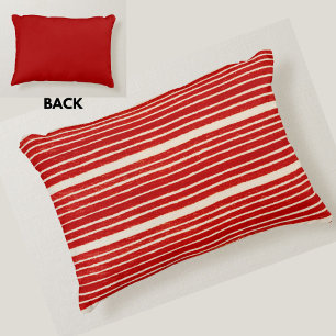 Stilvolle, moderne, rote und weiße Streifen Dekokissen