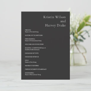 Stilvolle moderne schwarze Hochzeit Programm