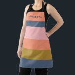Stilvolle moderne Streifen Hübsche Erdtöne nach Ma Schürze<br><div class="desc">Kochen Sie stilvoll mit dieser personalisierten Schürze, mit einem modernen Streifendesign in sanften Erdtönen. Die Mischung aus Marine, Pfirsich, Korallen, Rosa, Ocker und Salbei Grün schafft einen trendigen und zeitlosen Look, der perfekt für jede Küche ist. Fügen Sie Ihren Namen hinzu, um es einzigartig zu machen, oder geben Sie es...</div>