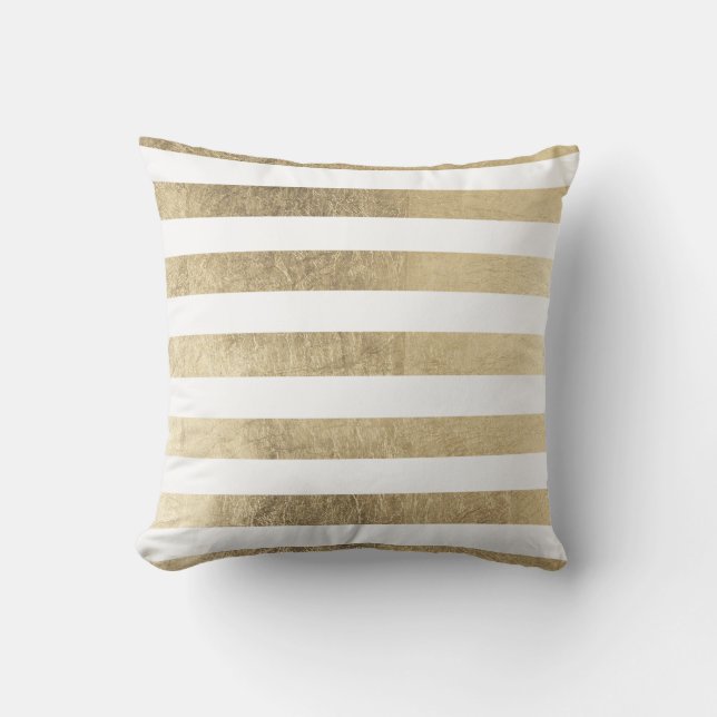 Stilvolle moderne trendy Imitatgoldfolienstreifen Kissen Für Draußen (Vorderseite)