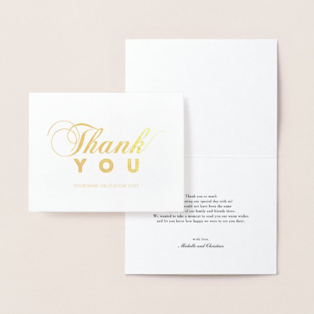 Stilvolle moderne Typografie Danke Gold Foil Card Folienkarte (Anzeige)
