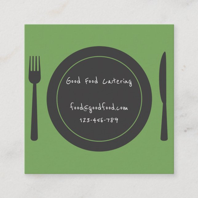 Stilvolle moderne und gesunde Catering-Gesellschaf Quadratische Visitenkarte (Vorderseite)