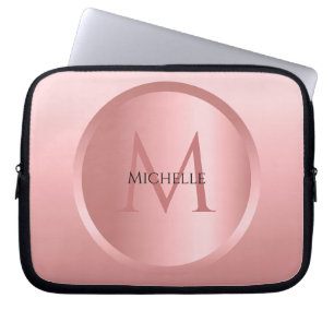Stilvolle modische Rose Gold Template Monogram Laptopschutzhülle