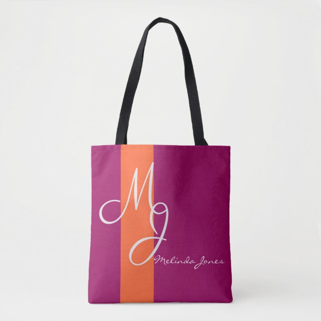 Stilvolle Mongram Text Design Shopping Bag Tasche (Vorderseite)