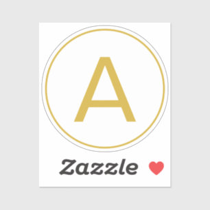 Stilvolle Monogram Anfangsbuchstabe Gold Farbe Wei Aufkleber