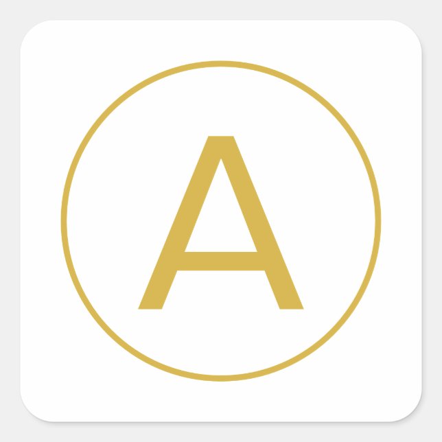 Stilvolle Monogram Anfangsbuchstabe Gold Farbe Wei Quadratischer Aufkleber (Vorderseite)