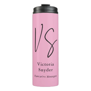 Stilvolle Monogram Beruflich Light Pink Thermosbecher
