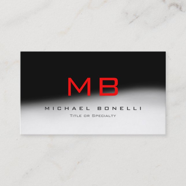 Stilvolle Monogram Black Red Trendy Business Card Visitenkarte (Vorderseite)