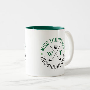 Stilvolle Monogram für ein Golf-Player-Grün Zweifarbige Tasse