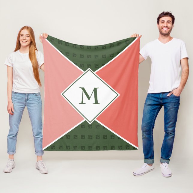 Stilvolle MONOGRAM Geometrische Watermelon Farben Fleecedecke (Beispiel)