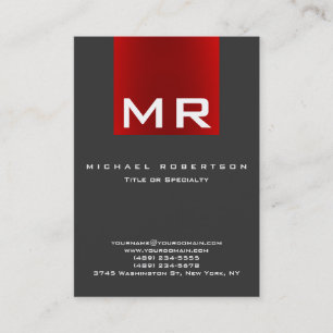 Stilvolle Monogram Gray Red Modern Business Card Visitenkarte