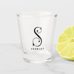 Stilvolle Monogram Initial S, Nachname Bearbeitbar Schnapsglas