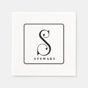 Stilvolle Monogram Initial S, Nachname Bearbeitbar Serviette