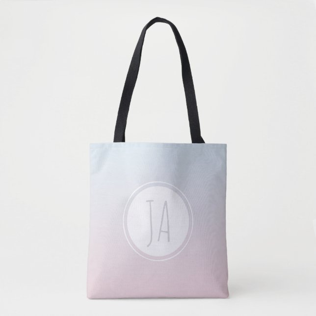 Stilvolle Monogram-Initials Simple Ombre Tasche (Vorderseite)