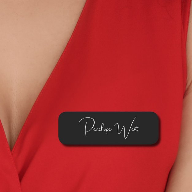 Stilvolle Monogram Moderne Minimalistische Schwarz Namensschild (Von Creator hochgeladen)