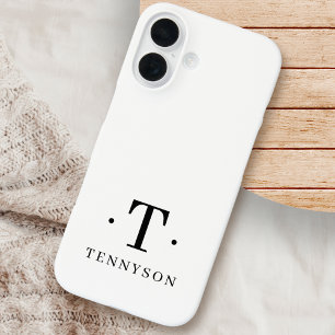 Stilvolle Monogram Modernes Minimalistisch White iPhone 16 Hülle