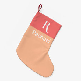 Stilvolle Monogram Name Peach Kleiner Weihnachtsstrumpf
