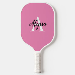 Stilvolle Monogram Script Pink Pickleball Paddel Schläger