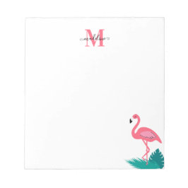 Stilvolle monogram Tropical Blätter Hot Pink Flami Notizblock