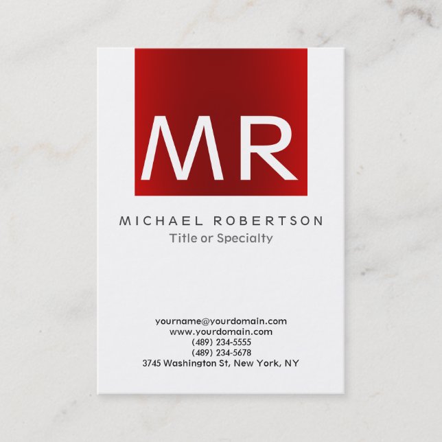 Stilvolle Monogram White Stripe Business Card Visitenkarte (Vorderseite)