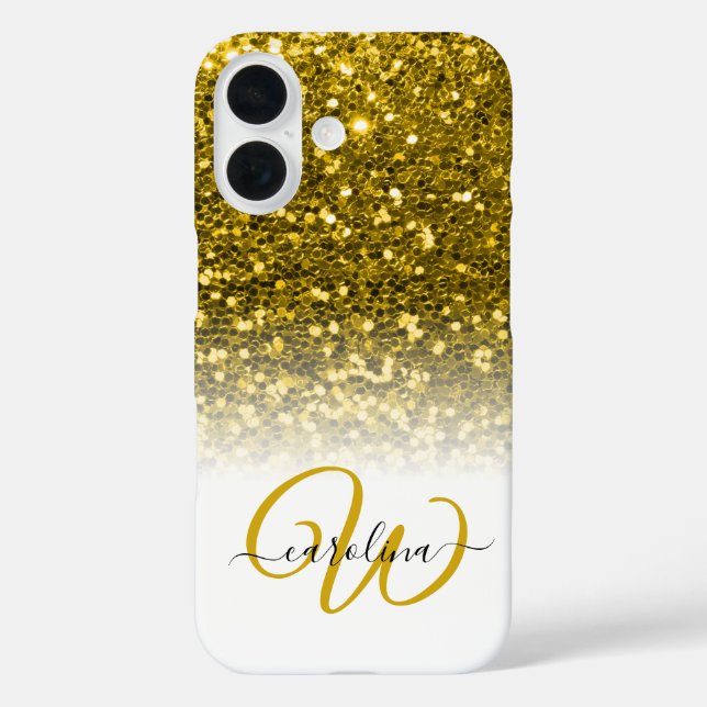 Stilvolle monogramm goldene Glitzer-Bezeichnung we iPhone 16 Hülle (Rückseite)
