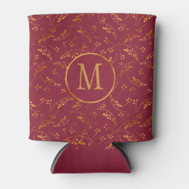 Stilvolle monogramm Goldmarsala-Rosa-Beerenmuster Dosenkühler