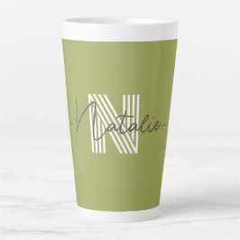Stilvolle Monogramm-Initial- und Kalligraphie-Oliv Milchtasse