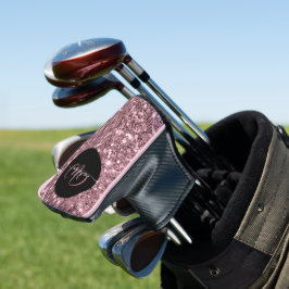 Stilvolle Monogramm Name Rose Gold Glitzer schwarz Golf Headcover