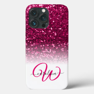 Stilvolle monogramm rosa Glitzer Name weiß Case-Mate iPhone Hülle