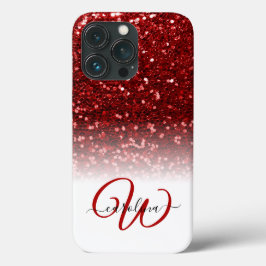 Stilvolle monogramm roter Glitzer weiß Case-Mate iPhone Hülle