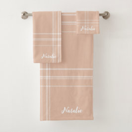 Stilvolle monogramm tartan moderne Text-Design pin Badhandtuch Set