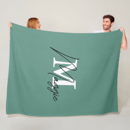 Stilvolle Monogramm trendy Türkisfarben-Initialen Fleecedecke