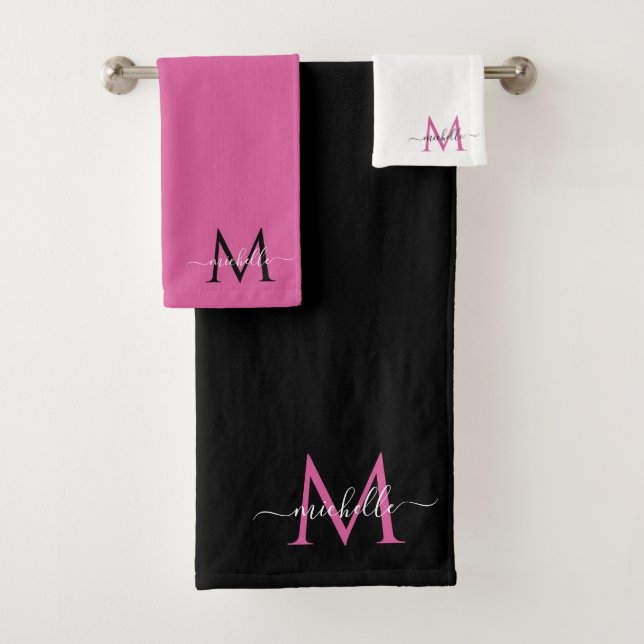Stilvolle Monogramm und Name Badhandtuch Set (Insitu)