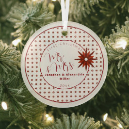Stilvolle Mr. & Mrs. | Roter Schneeflocken Ornament Aus Glas
