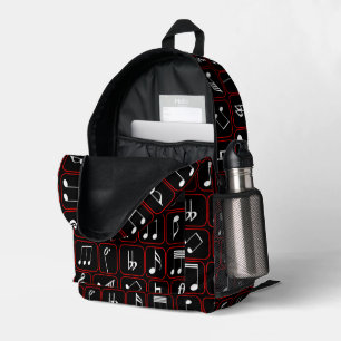 Stilvolle Musiknoten mit roten und weißen geometri Bedruckter Rucksack