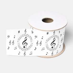 Stilvolle Musiknoten, Schwarz und Weiß Ripsband