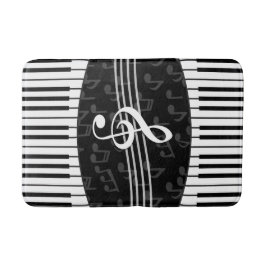 Stilvolle Musiknoten Treble Clef und Piano Keys Badematte