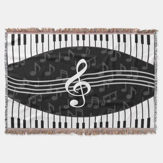 Stilvolle Musiknoten Treble Clef und Piano Keys Decke (Vorderseite)