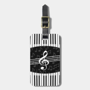 Stilvolle Musiknoten Treble Clef und Piano Keys Gepäckanhänger