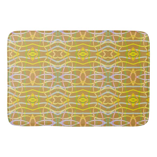 Stilvolle Mustard Gold Gemustert Badematte (Vorderseite)