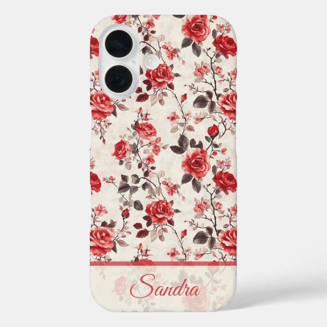 Stilvolle Mutter Geschenke Rosen Name iPhone 16 Hülle (Rückseite)