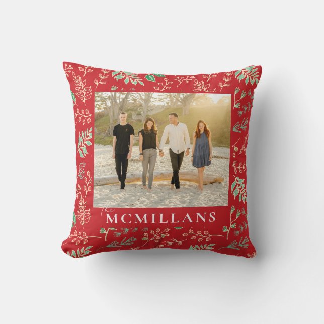 Stilvolle Nachname Holiday Pattern Weihnachten Kissen (Vorderseite)