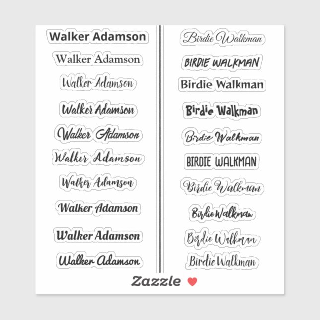 Stilvolle Namensaufkleber Aufkleber (Blatt)