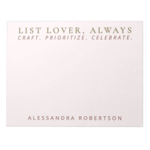 Stilvolle Namensliste Lover Pastel Pink Minimalist Notizblock