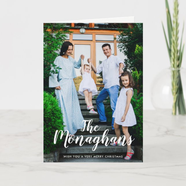 Stilvolle Namensvertikale der Feiertagskarte (Vorderseite)